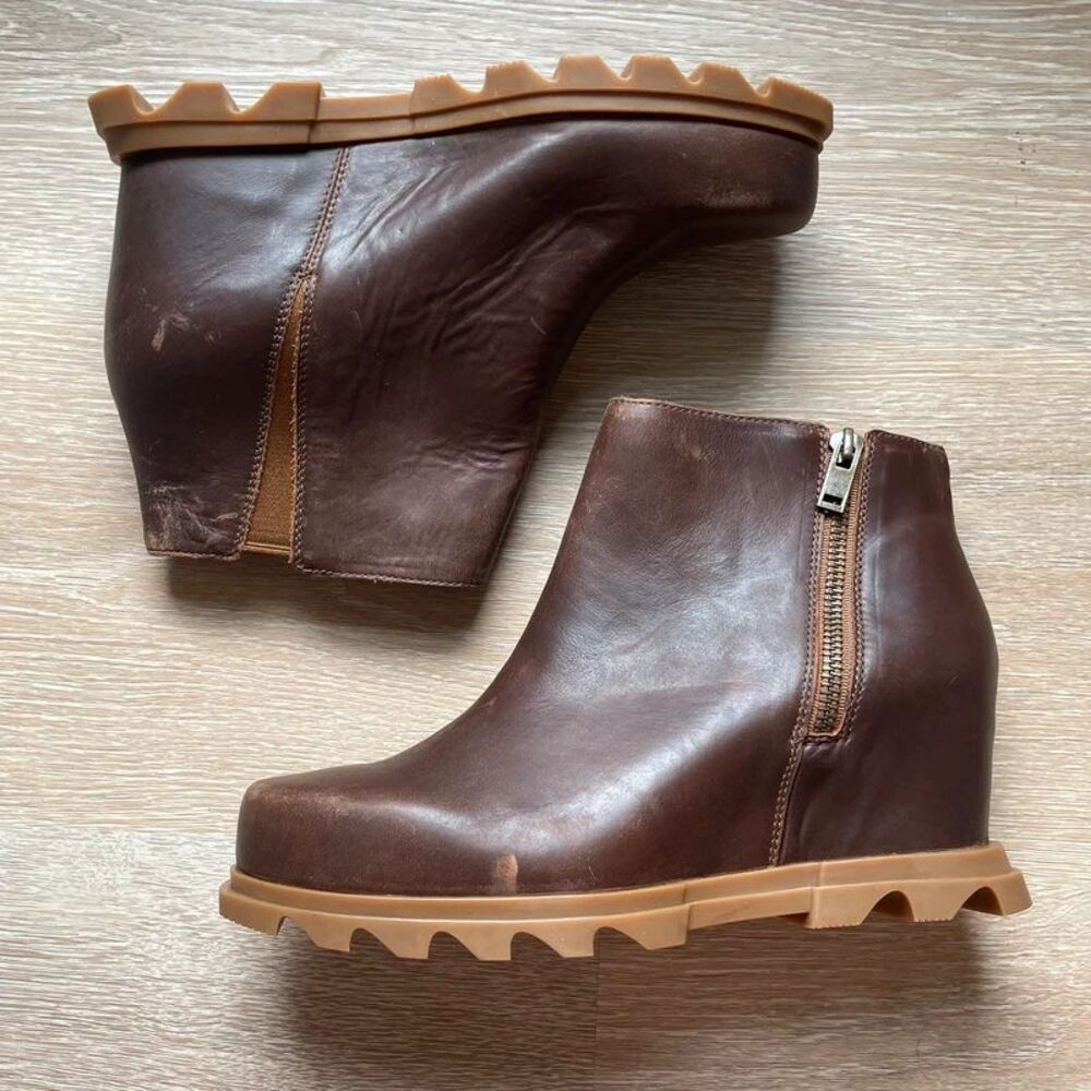 Sorel Joan Rhapsody Zip Leather Wedge Bootie